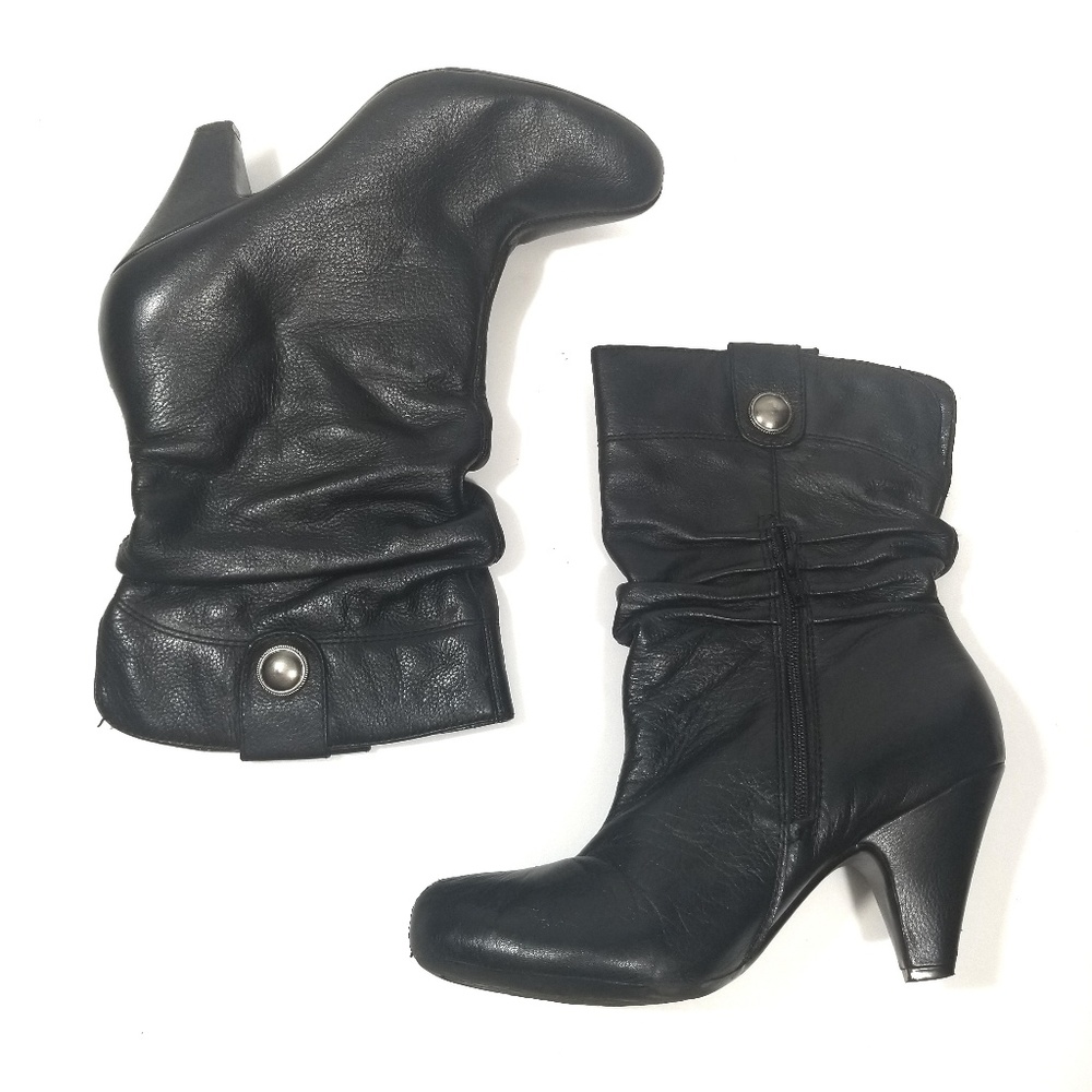 Arturo Chiang Black Leather Slouch Booties / 9.5